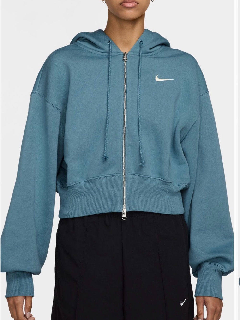 Nike Women’s Sportswear Phoenix Fleece Full-Zip Cropped Hoodie -Teal